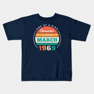 Retro Awesome Since March 1969 Birthday Vintage Bday 1969 Kids T-Shirt